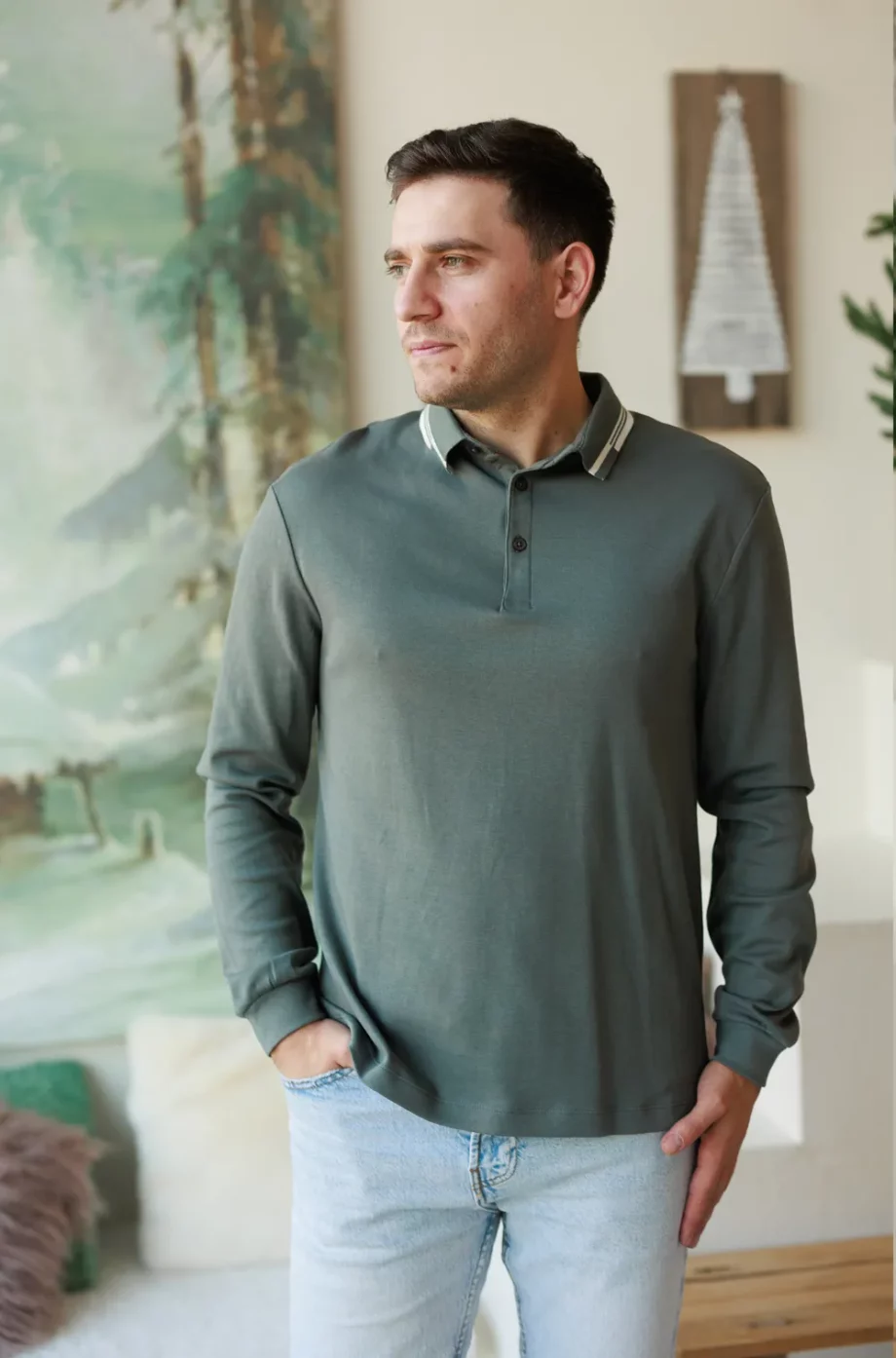 Tricou polo cu mânecă lungă