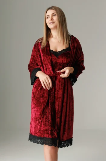 Set halat și furou din velur